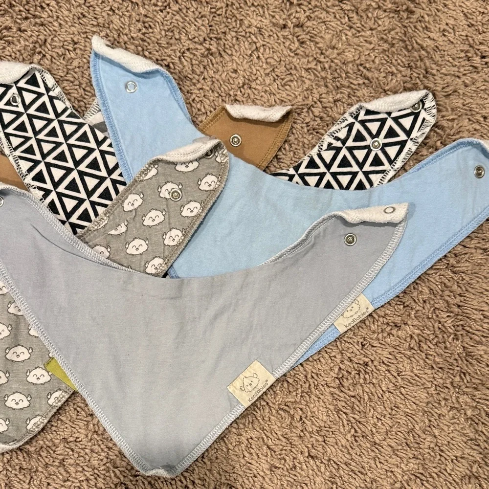 Stylish Blue and Gray Bandana Bibs Set of 6!